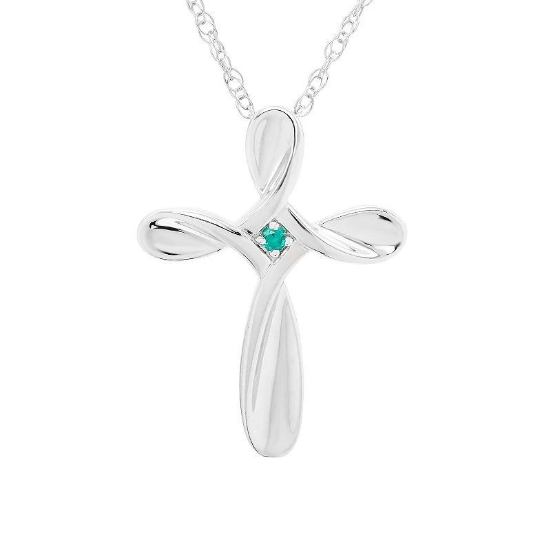 Boston Bay Diamonds Sterling Silver Gemstone Cross Pendant Necklace, Womens Peridot Product Image