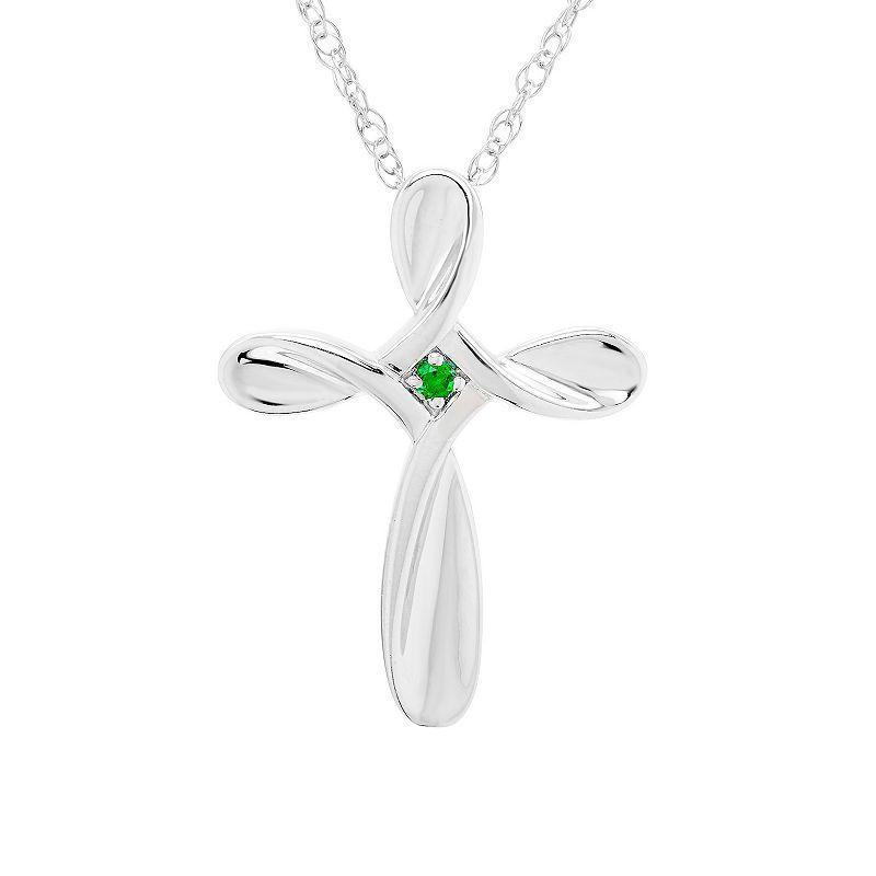 Boston Bay Diamonds Sterling Silver Gemstone Cross Pendant Necklace, Womens Multicolor Product Image