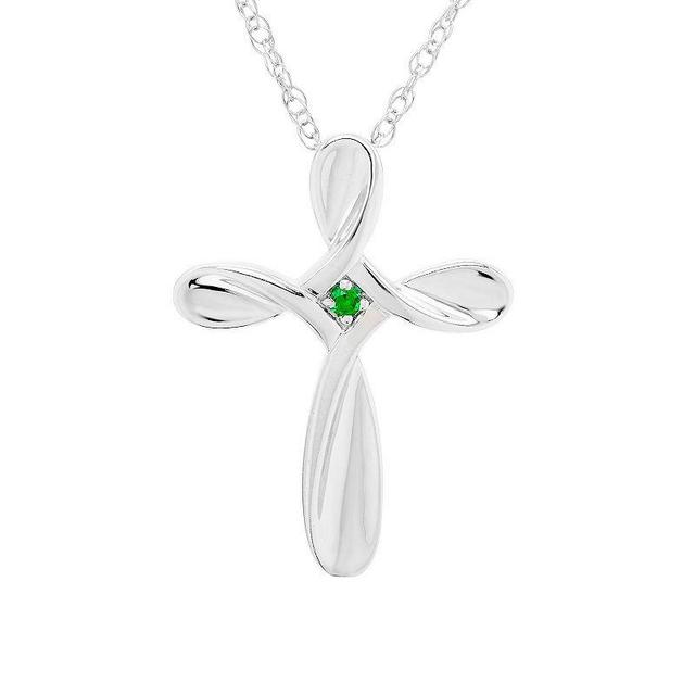 Boston Bay Diamonds Sterling Silver Gemstone Cross Pendant Necklace, Womens Peridot Product Image