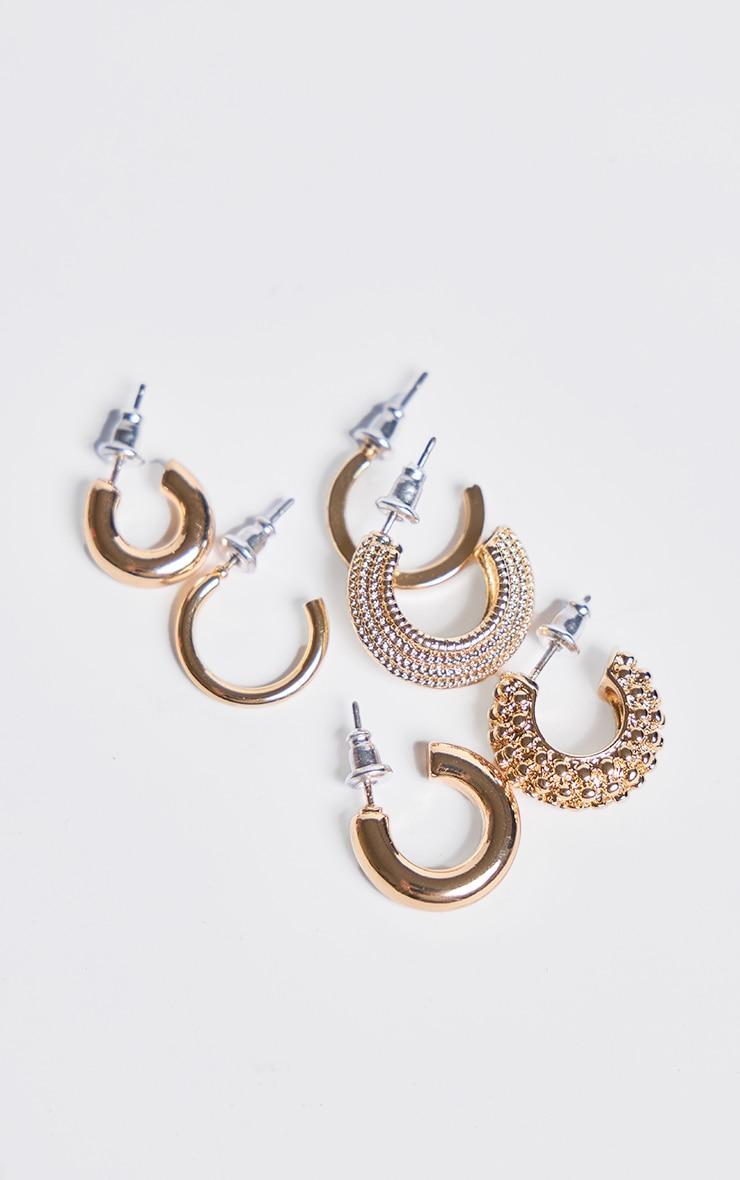 Gold Abstract Chunky Hoop Earrings Multipack Product Image