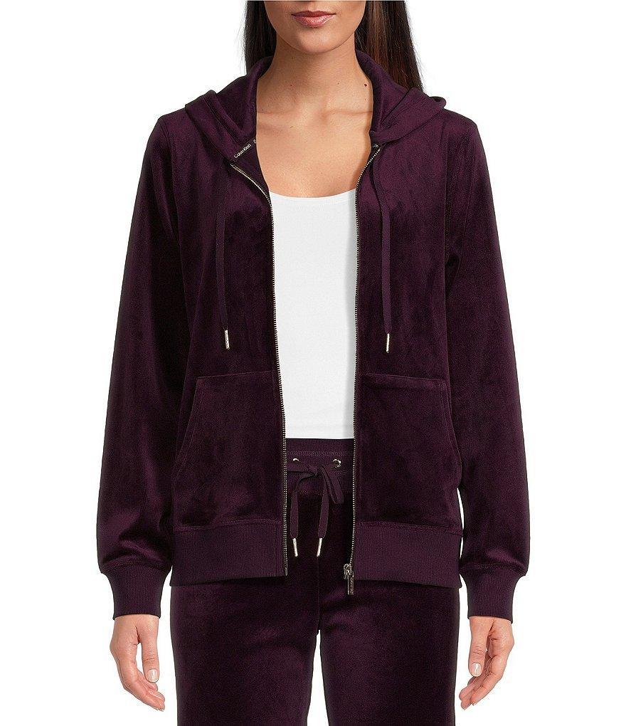 Calvin Klein Velour Zip Front Coordinating Hoodie Jacket Product Image