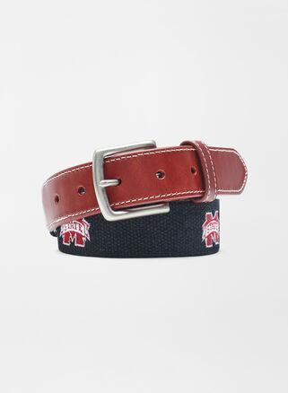 Peter Millar Mens Mississippi State Bulldogs Belt | Color: Black | Size: 34 | Miss St Product Image