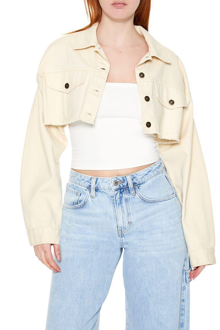 Frayed Cropped Denim Jacket | Forever 21 Product Image