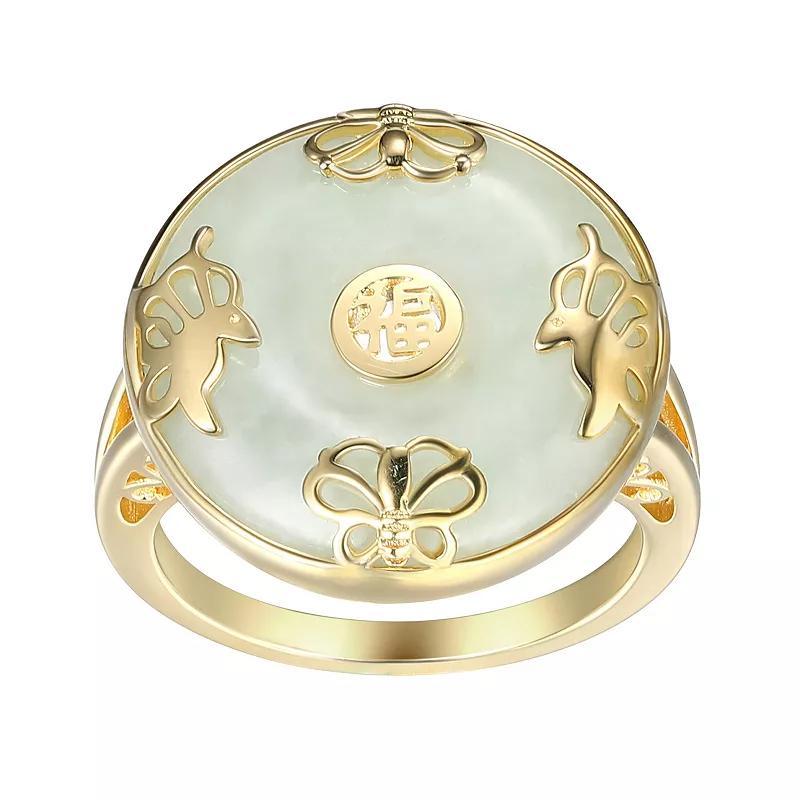 Dynasty Jade 18k Gold Over Sterling Silver Jade Statement Ring, Womens Gold Tone Product Image