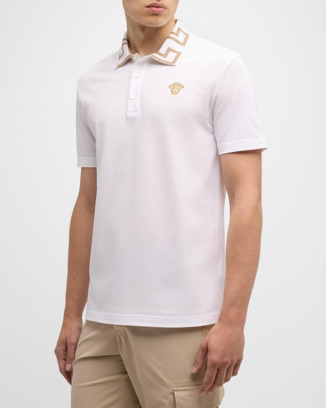 Versace Metallic Greca Collar Piqu Polo Product Image