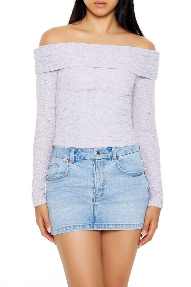 Foldover Off-the-Shoulder Lace Top | Forever 21 Product Image