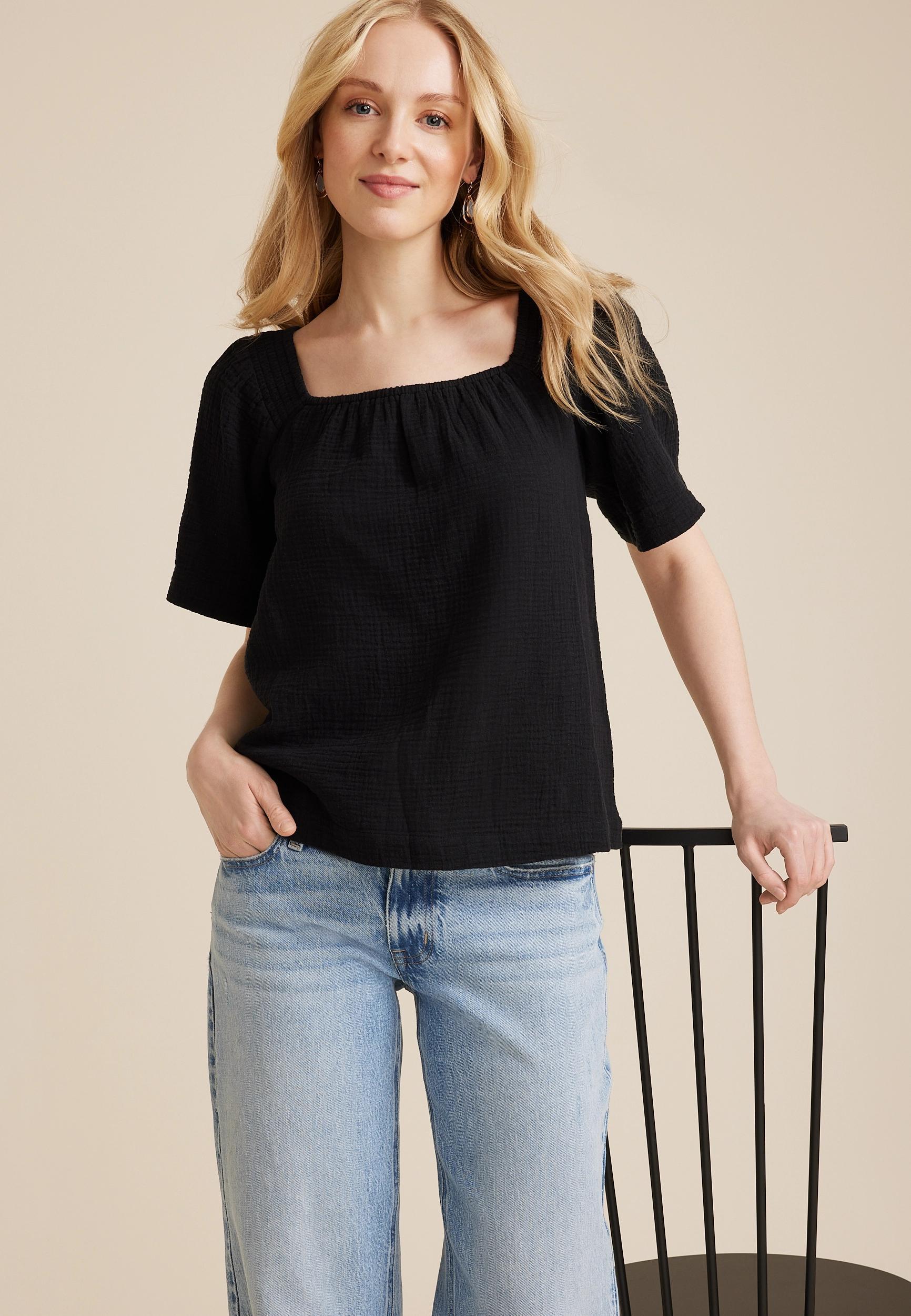 Double Cloth Bell Sleeve Blouse Product Image