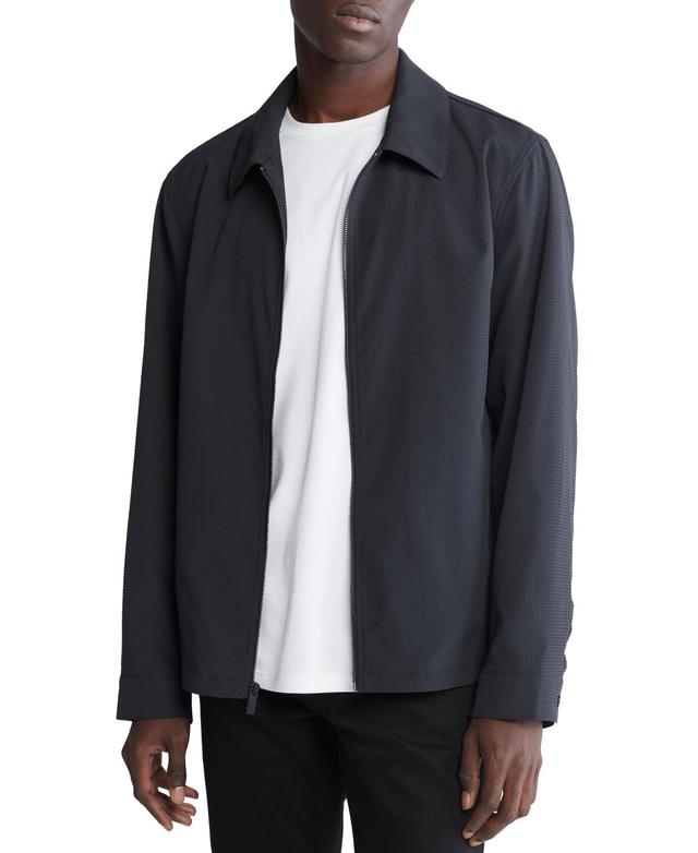 Calvin Klein Mens Seersucker Long Sleeve Zip-Front Shirt-Jacket Product Image