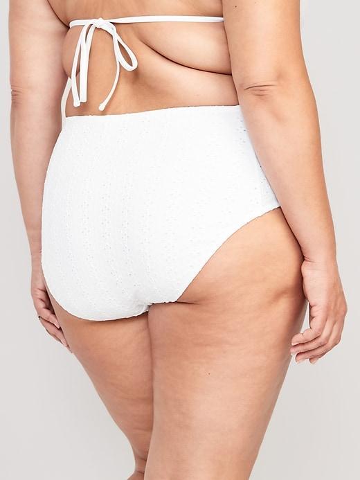 High-Waisted Eyelet Bikini Swim Bottoms Product Image