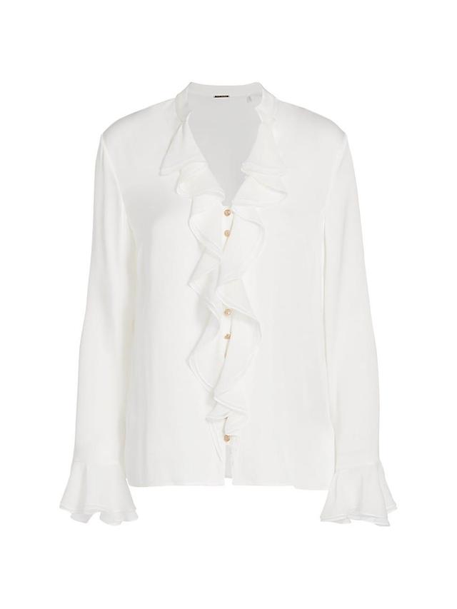 Womens Ash Ruffled Stretch Silk Blouse Product Image