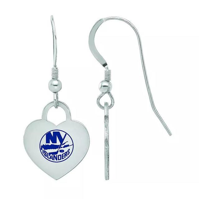 LogoArt Sterling Silver Enamel New York Islanders Heart Drop Earrings, Womens Product Image