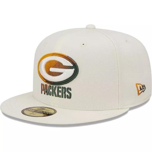 Mens New Era Cream Green Bay Packers Chrome Dim 59FIFTY Fitted Hat Product Image