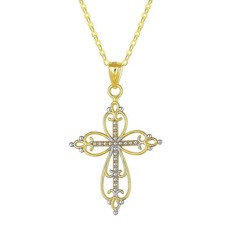 Taylor Grace Two Tone Cross Pendant Necklace, Womens 10k Two Tone Product Image