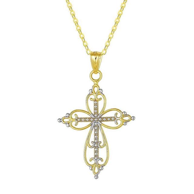 Taylor Grace Two Tone Cross Pendant Necklace, Womens 10k Two Tone Product Image