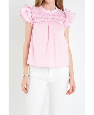 Women's Mix Media Ruffle Top Product Image