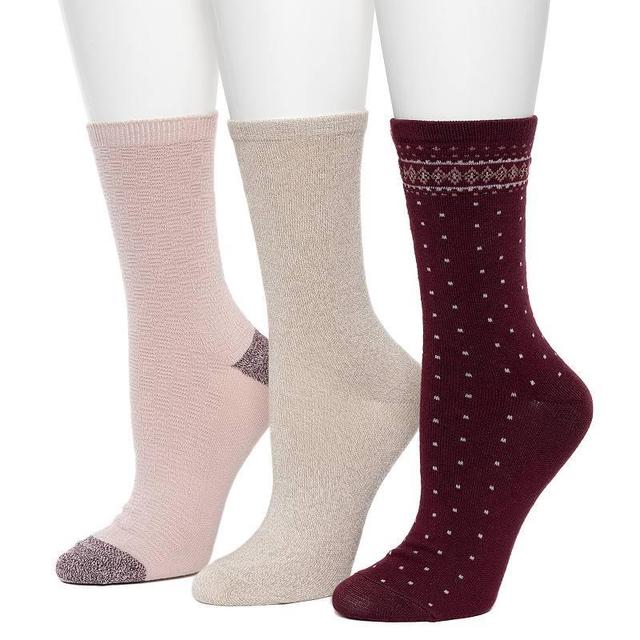 Womens Cuddl Duds 3-Pack Plushfill Midweight Diamond Fairisle Twist Checkboard Crew Socks Product Image