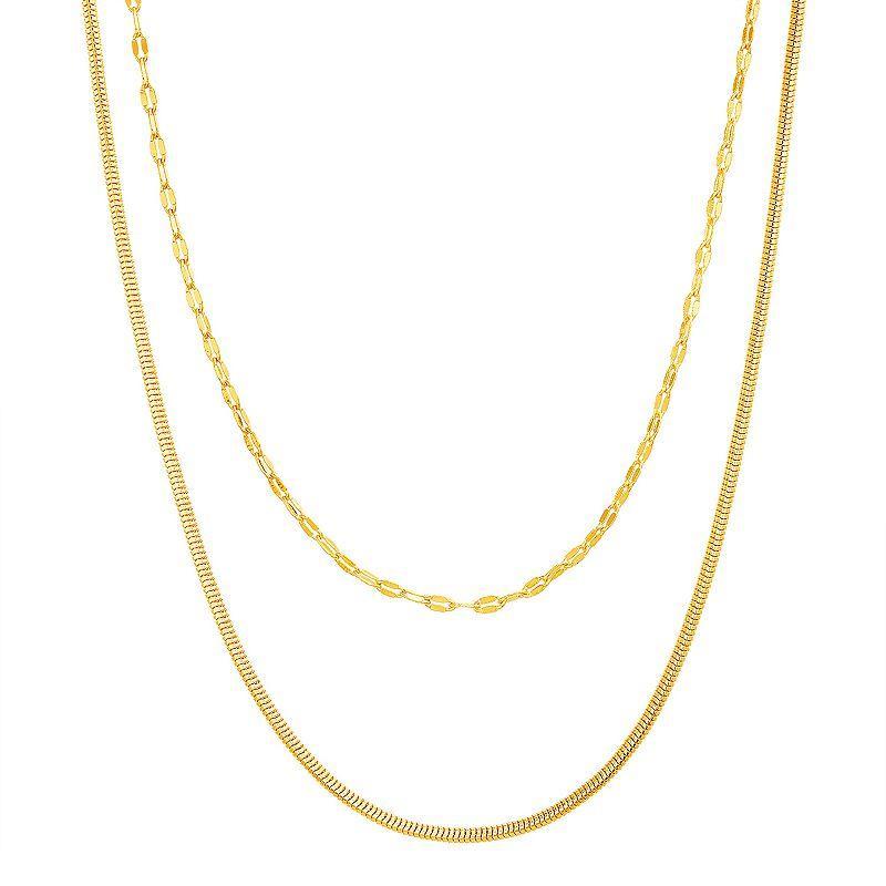 Paige Harper 14k Gold over Recycled Brass Mirror & Curb Layered Chain Necklace, Womens Gold Tone Product Image