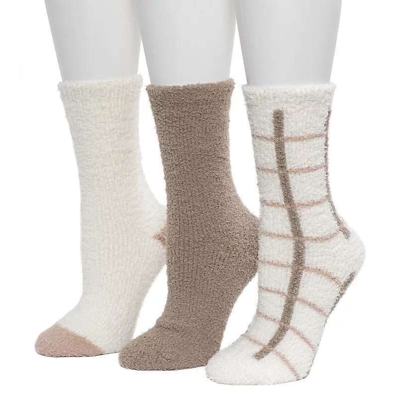 Womens Cuddl Duds 3 Pack Cozy Check/Tweed Crew Socks Product Image