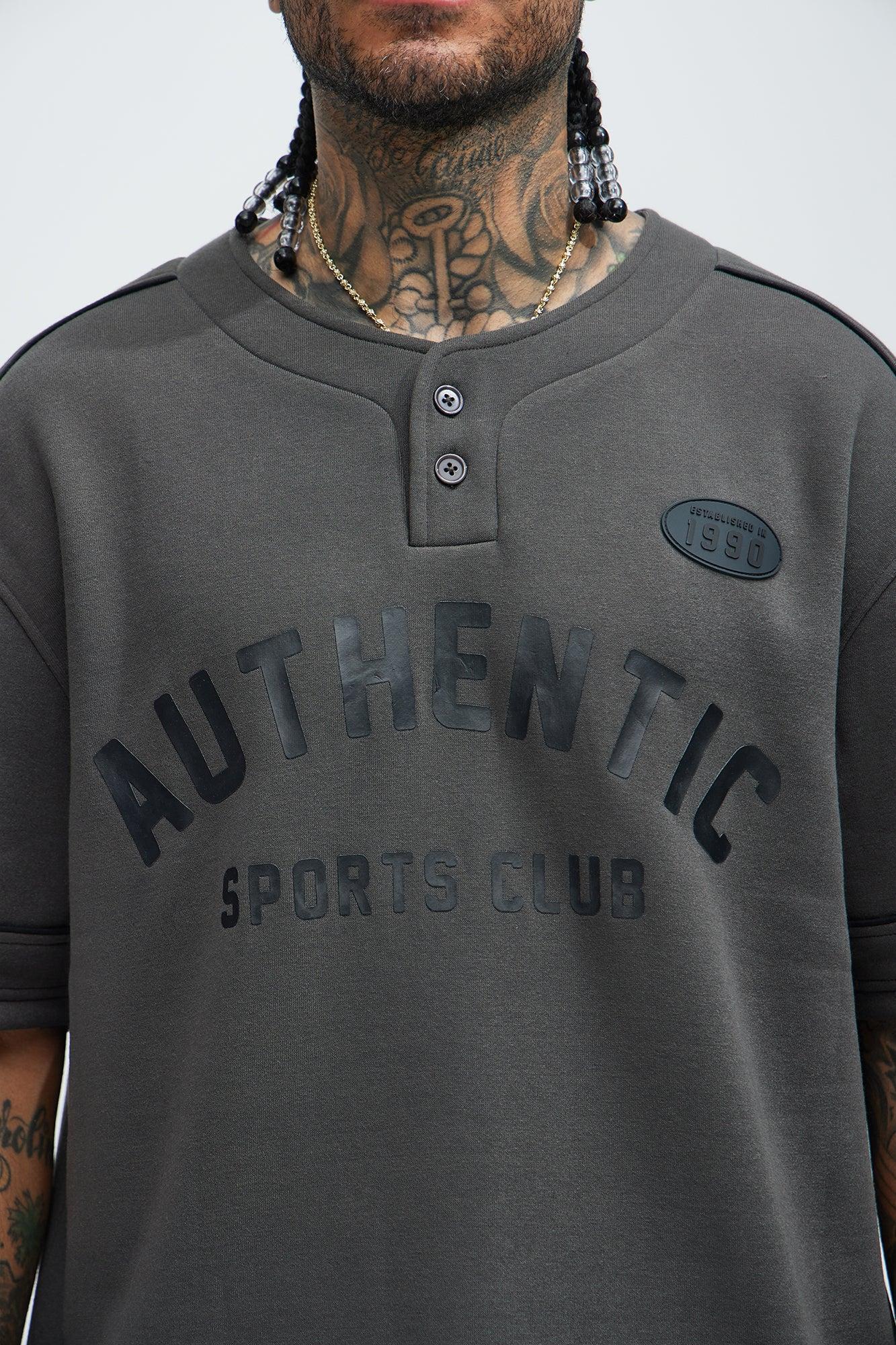 Athletics Sports Club Short Sleeve Henley - Black Product Image