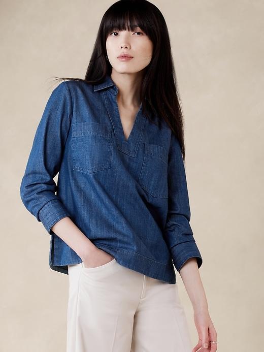 Denim Band-Hem Shirt product image