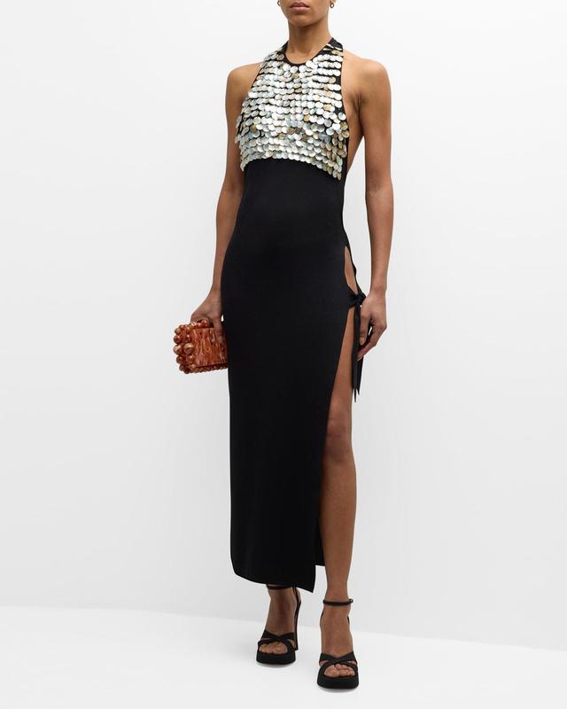 Junjo Sequin-Embellished Knit Halter Dress Product Image