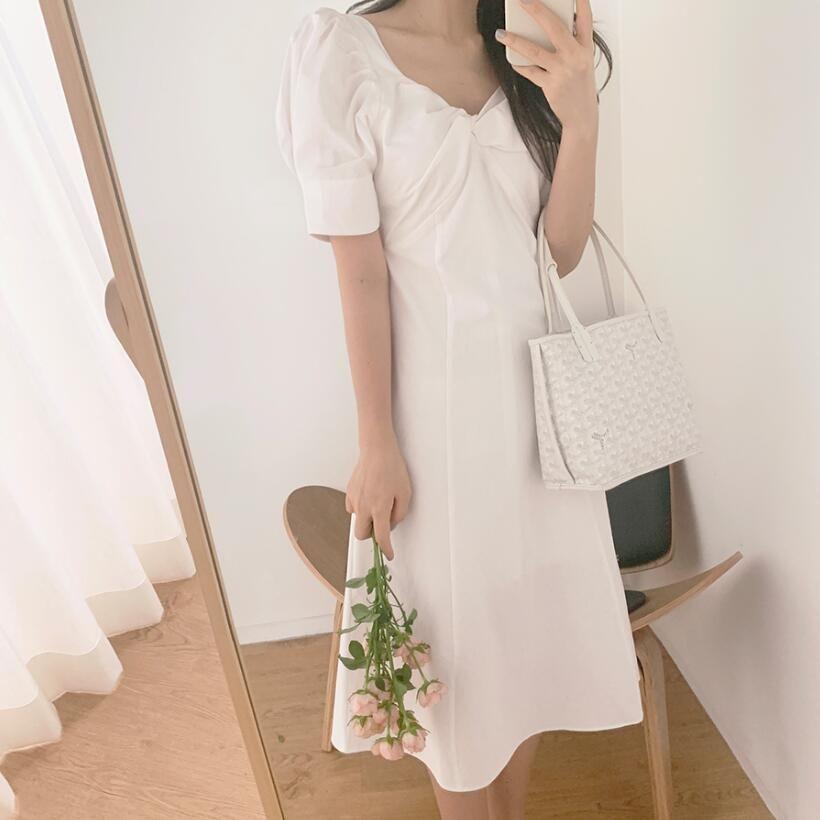 Puff-Sleeve A-Line Midi Dress Product Image