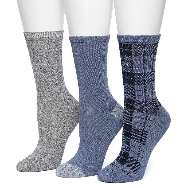 Womens Cuddl Duds 3-Pack Plushfill* Midweight Plaid & Scalloped Textured Crew Socks Product Image