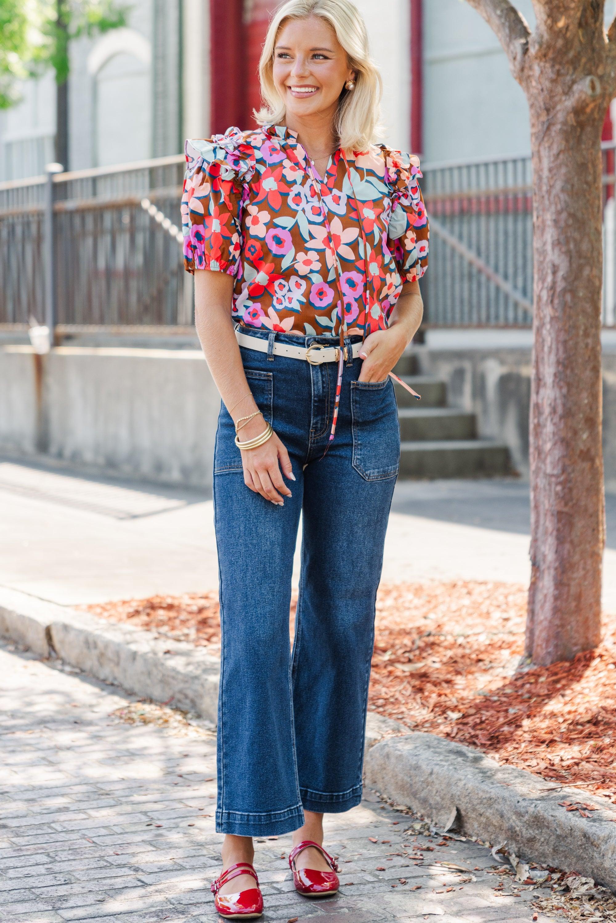 Make A Plan Brown Floral Blouse Female Product Image