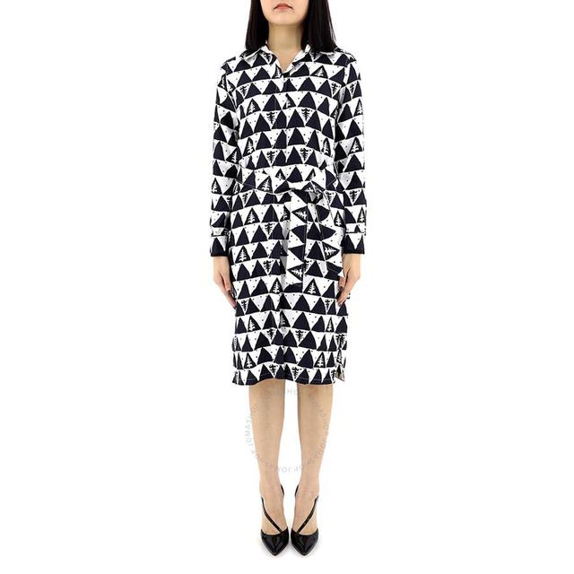 MAX MARA Ladies Kiens Long Sleeve Shirt Dress In White/black Product Image