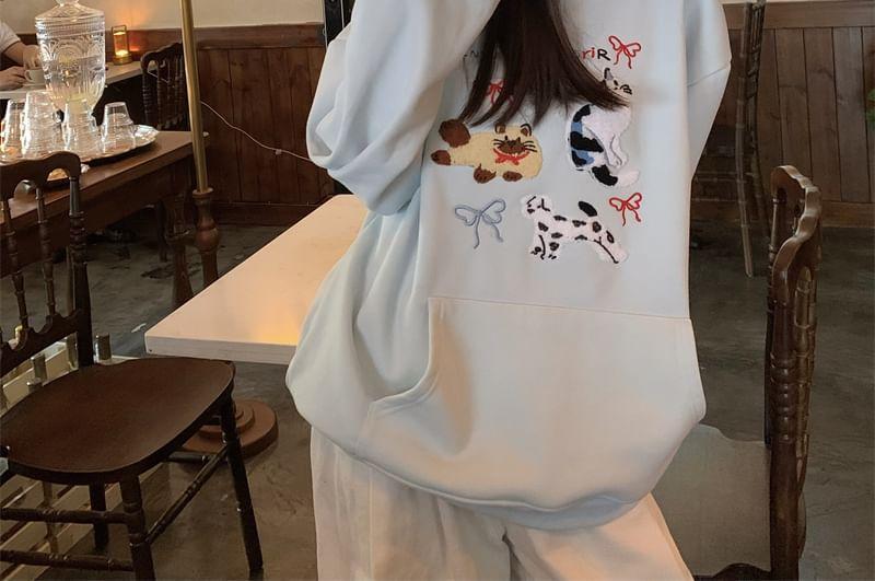 Animal Embroidered Oversized Hoodie Product Image