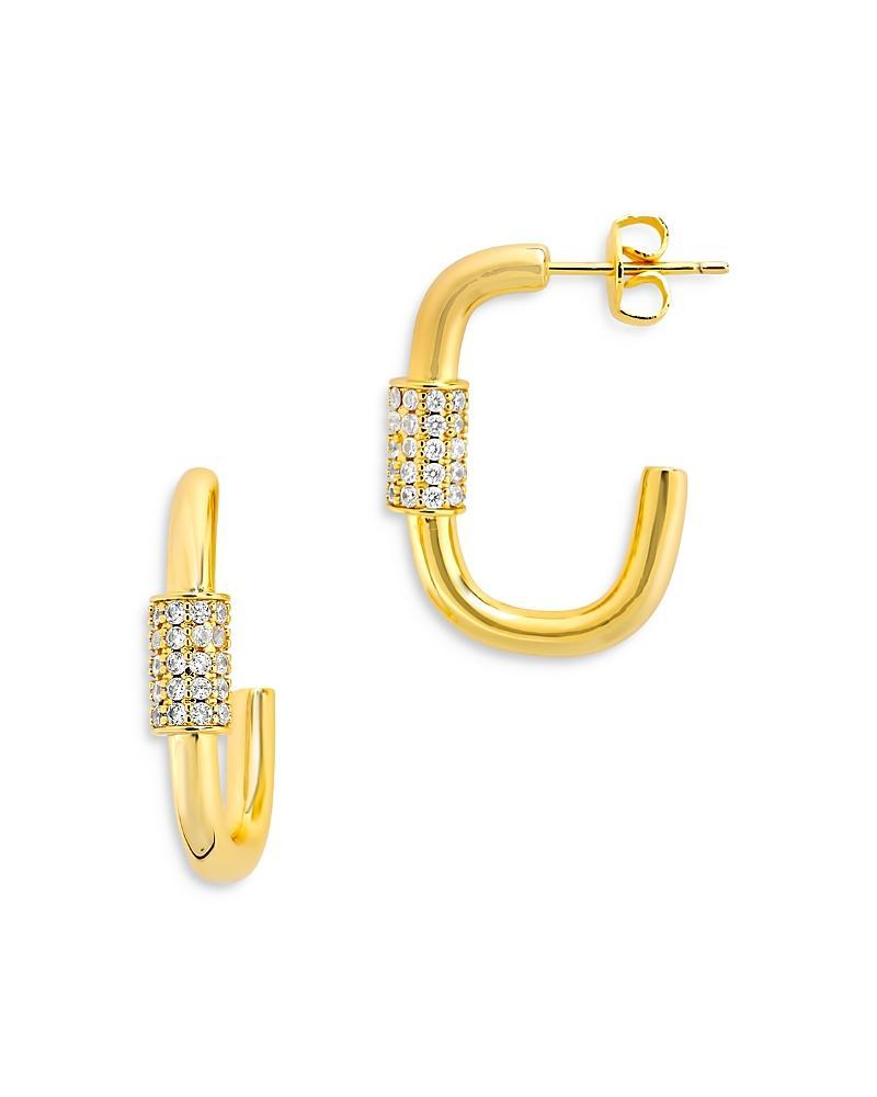 Womens Oval Carabiner Gold Plated Hoop Earrings Product Image