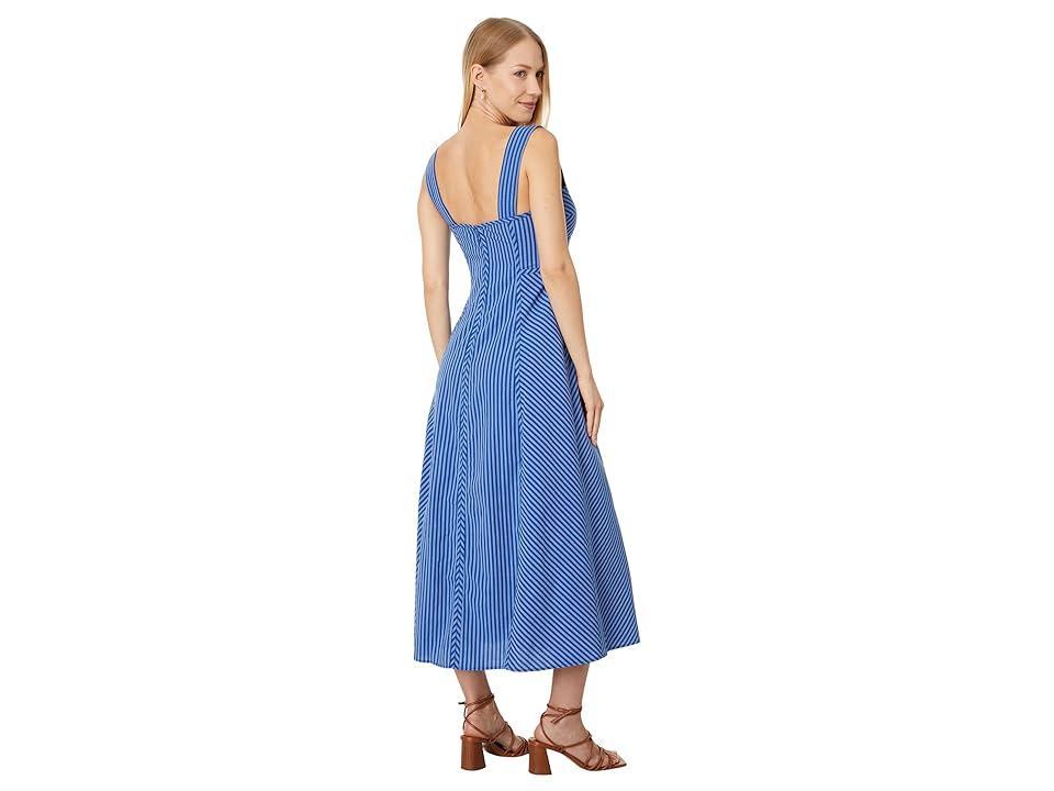 Madewell Stripe Sweetheart Neck Sleeveless Midi Dress Product Image