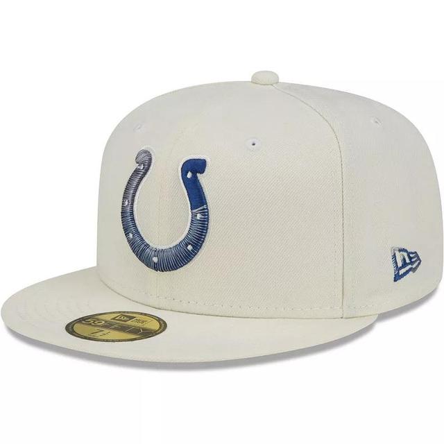 Mens New Era Cream Indianapolis Colts Chrome Dim 59FIFTY Fitted Hat Product Image