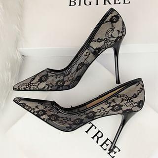 Stiletto Pointed Toe Lace Pumps product image