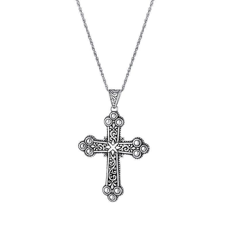 Athra NJ Inc Sterling Silver Filigree Cross Pendant Necklace, Womens Product Image