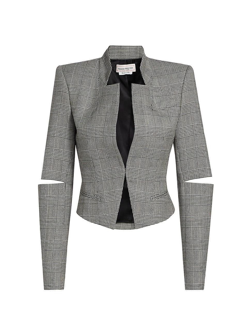 Womens Slashed Prince Of Wales Wool Jacket Product Image