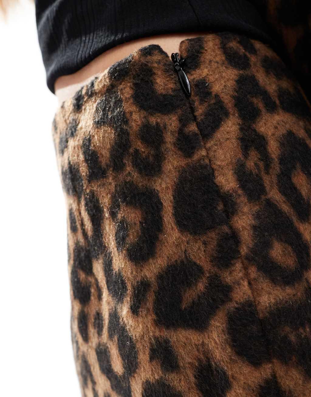 ASOS DESIGN tailored a-line mini skirt in brushed leopard Product Image