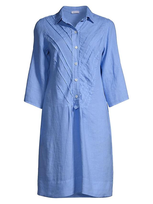 Womens Pintuck Linen Midi Shirtdress Product Image