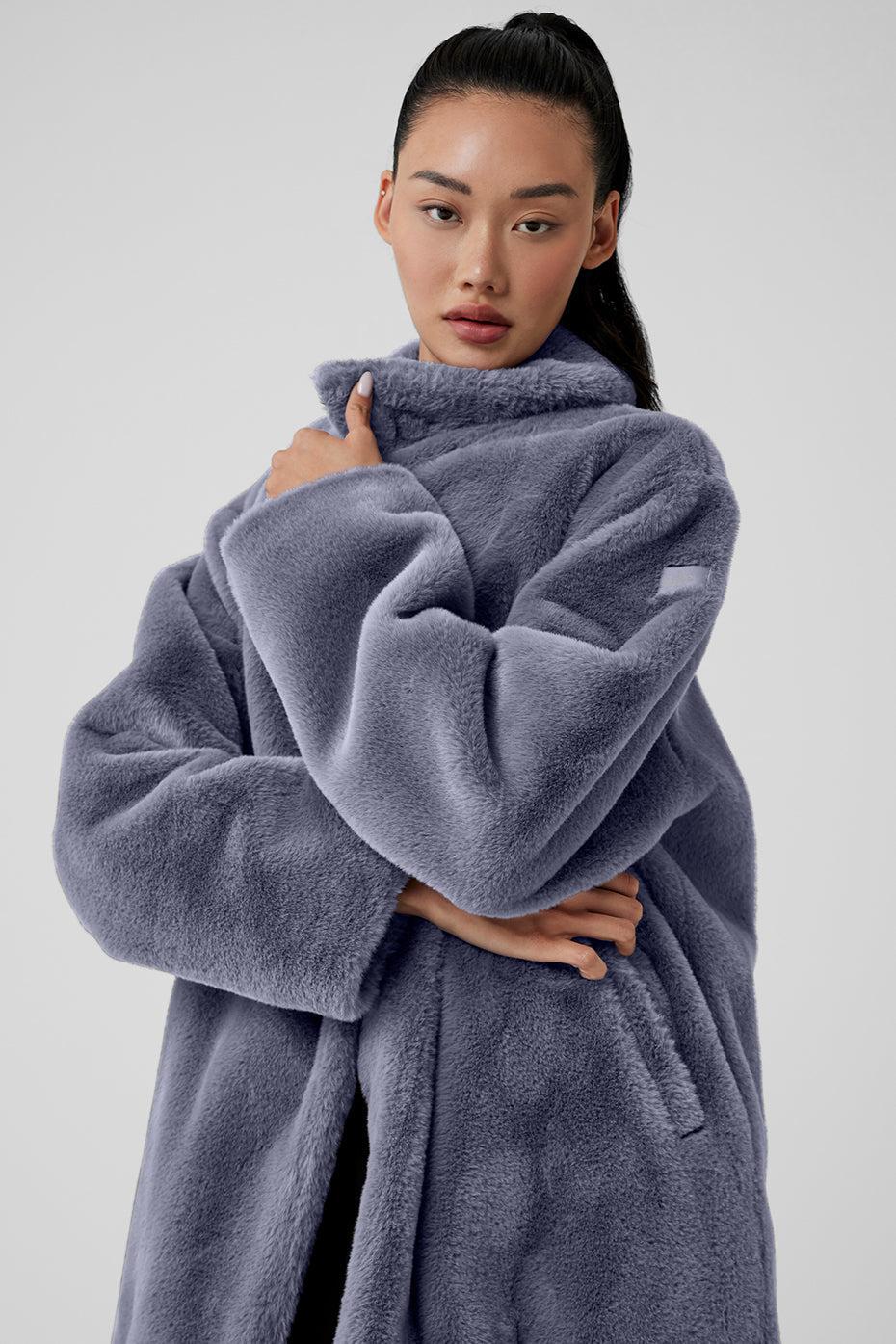 Oversized Faux Fur Trench - Fog Female Product Image