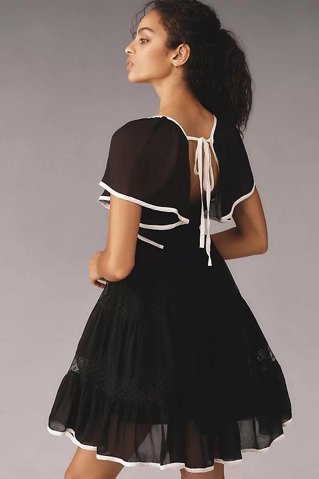 Maeve Flutter-Sleeve Bow Babydoll Mini Dress Product Image