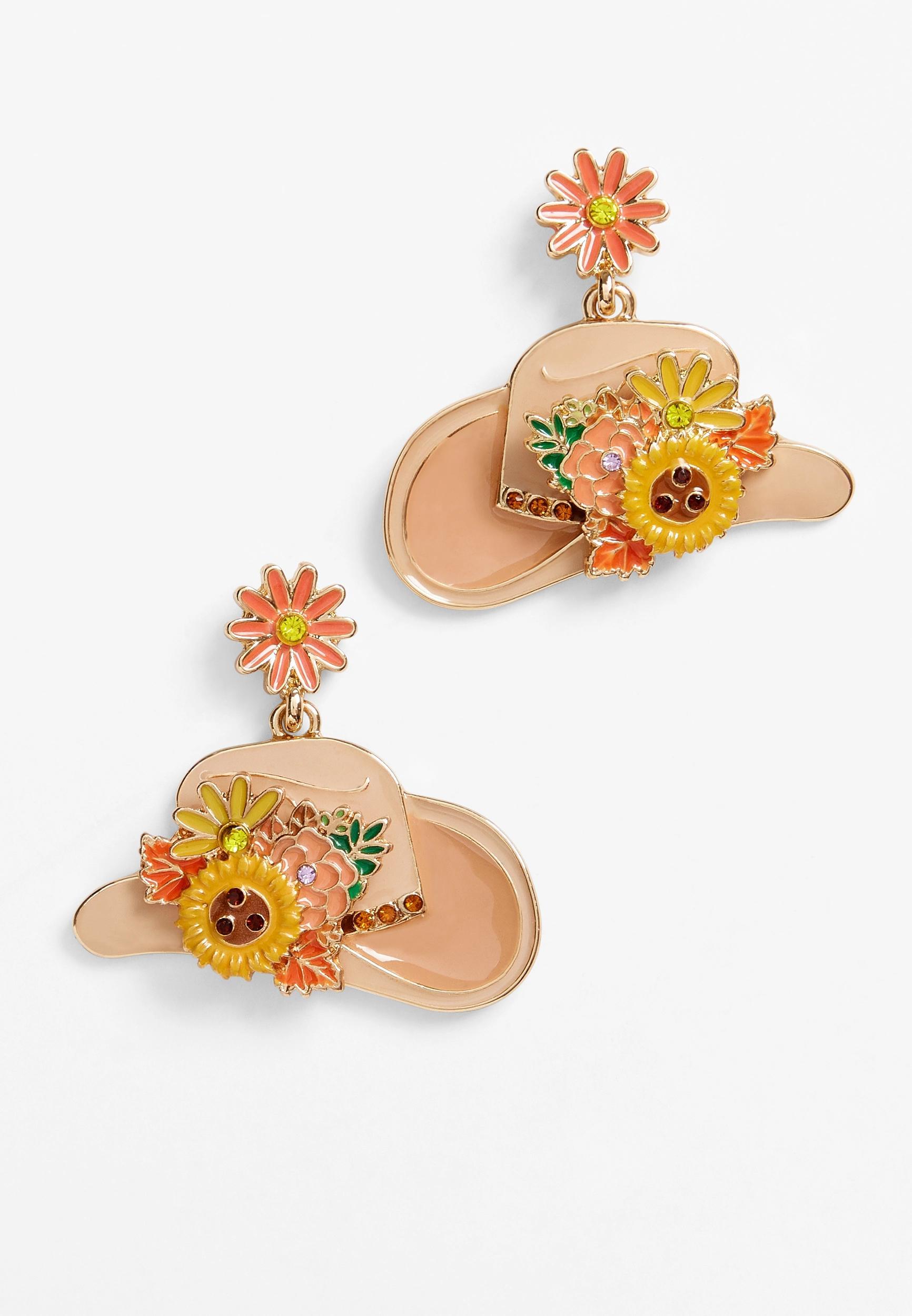 Fall Cowgirl Hat Drop Earrings Product Image