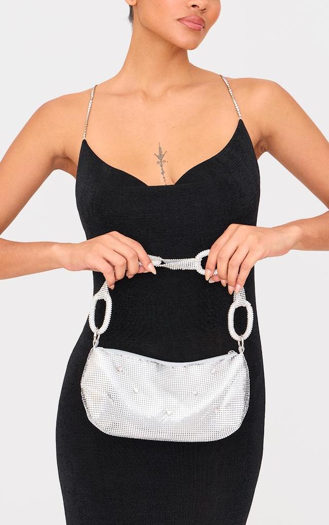 Silver Chainmail Diamante Link Strap Shoulder Bag Product Image