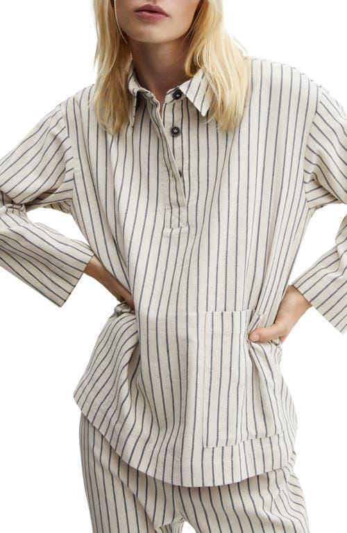 MANGO Stripe Cotton Blend Pajama Shirt Product Image