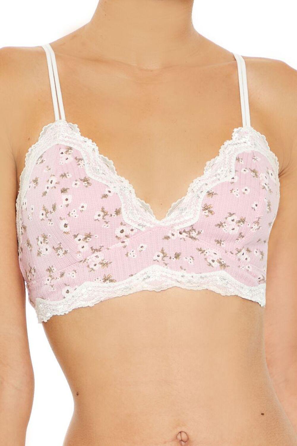 Lace- Trim Floral Print Bralette | Forever 21 Product Image