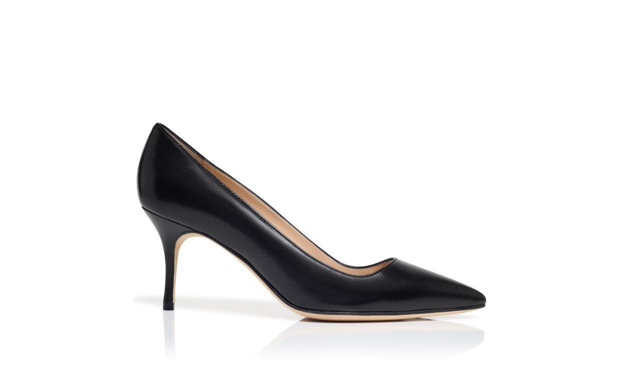 BB 70 Black Leather Pointed Toe Pumps Product Image