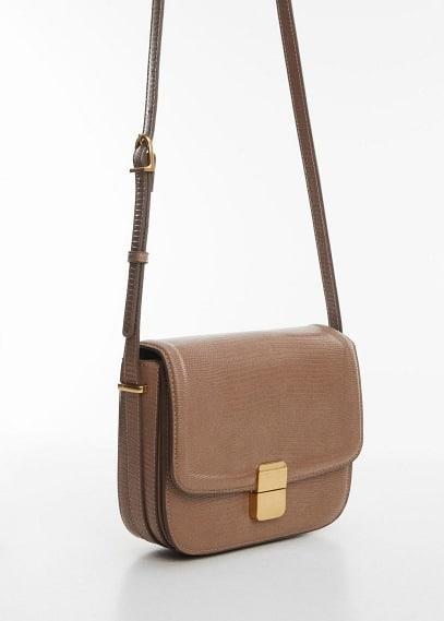 Mango Womens Croc-Effect Flap Bag - Light Product Image