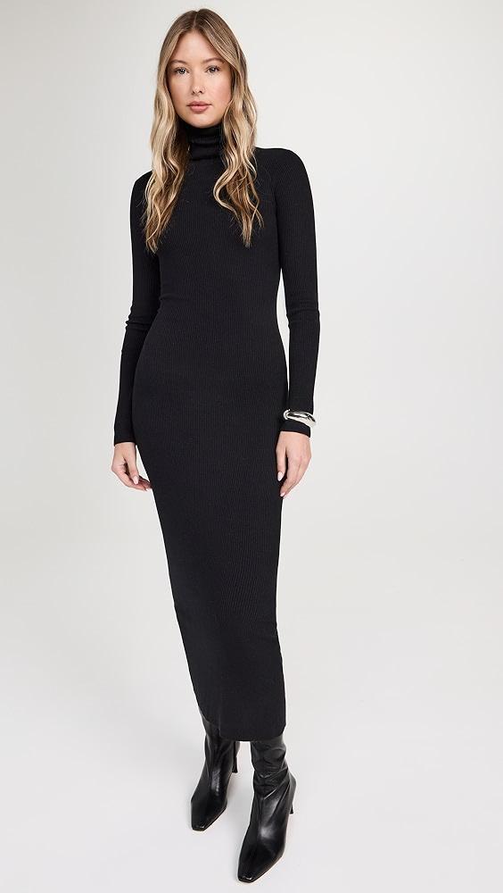 Enza Costa Silk Sweater Rib Ankle Turtleneck Dress | Shopbop Product Image