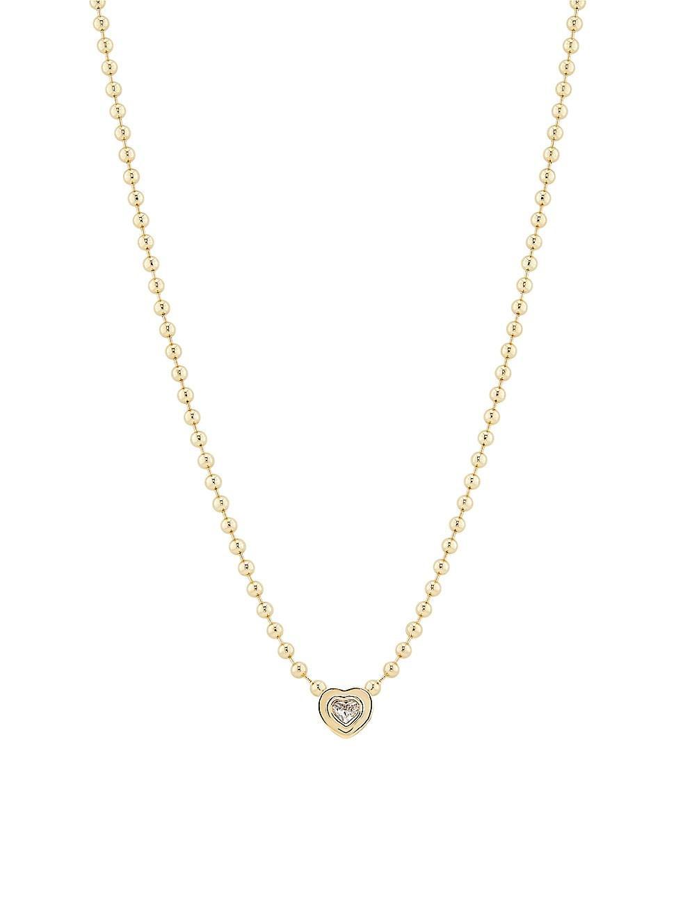 Womens 14K Yellow Gold & 0.19 TCW Diamond Heart Pendant Necklace Product Image