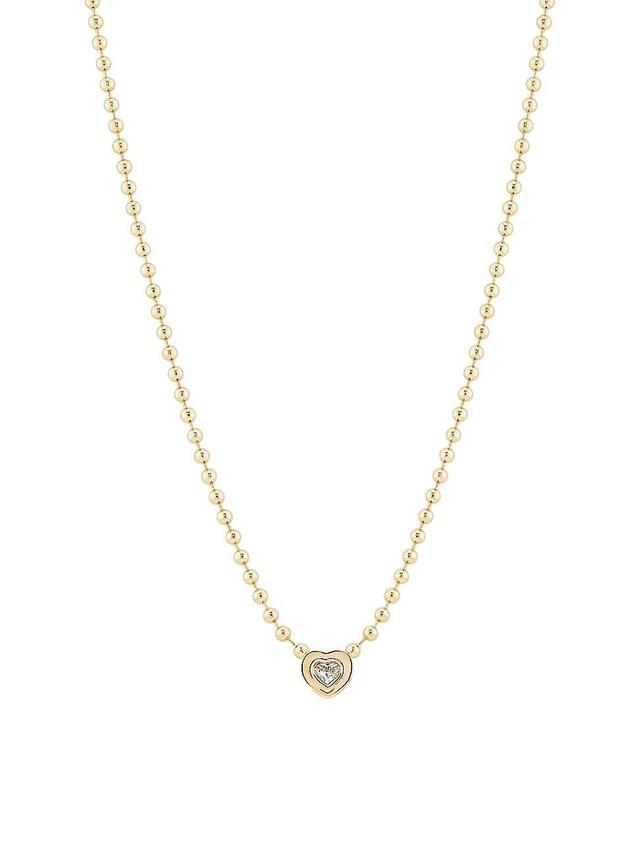 Womens 14K Yellow Gold & 0.19 TCW Diamond Heart Pendant Necklace Product Image