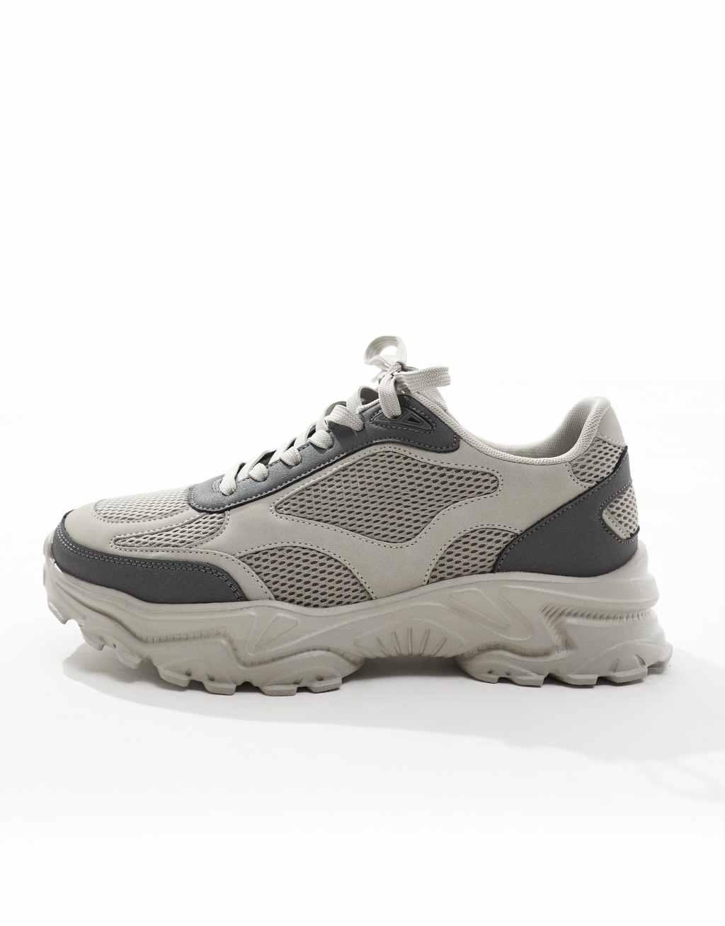 ASOS DESIGN sneakers in gray with mesh panels Product Image